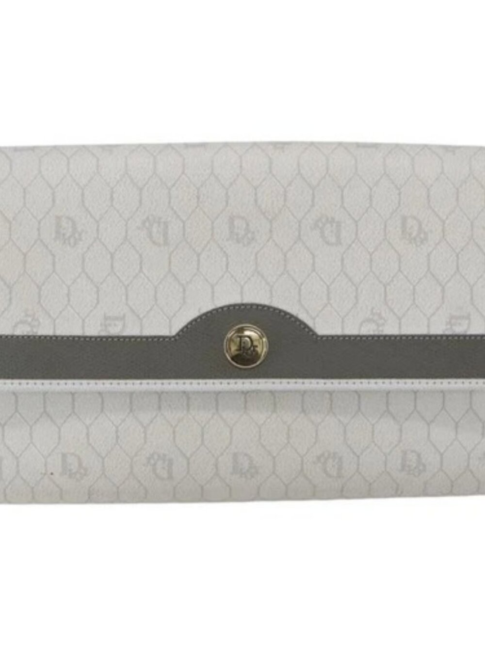 Christian Dior Honeycomb Canvas Chain Shoulder Bag PVC White Gold Auth 173462 - Picture 2 of 15